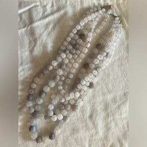 Gorgeous Anthropologie Grey Stone Layered Necklace Pink Accent